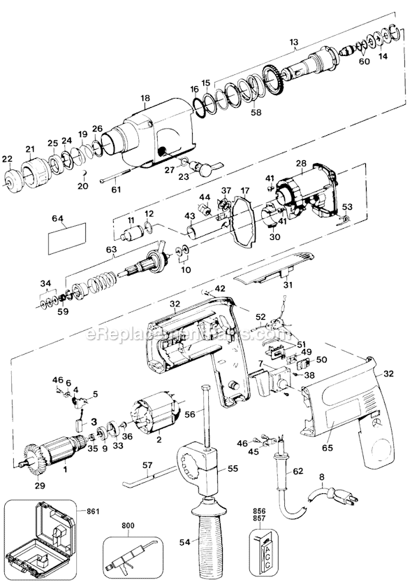Page A Diagram and Parts List for 5014 Type 101 Black and Decker Hammer Drill